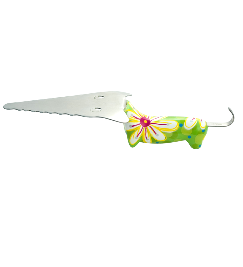 Pylones Filou Cake Server Green Flowers
