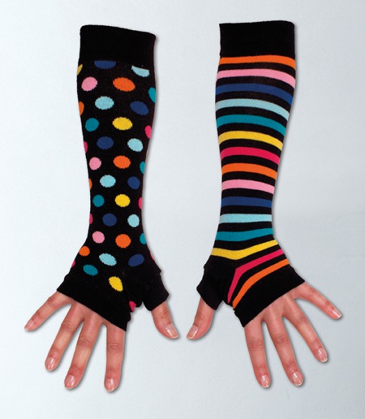 United oddsocks arm warmers in strips and dots pattern